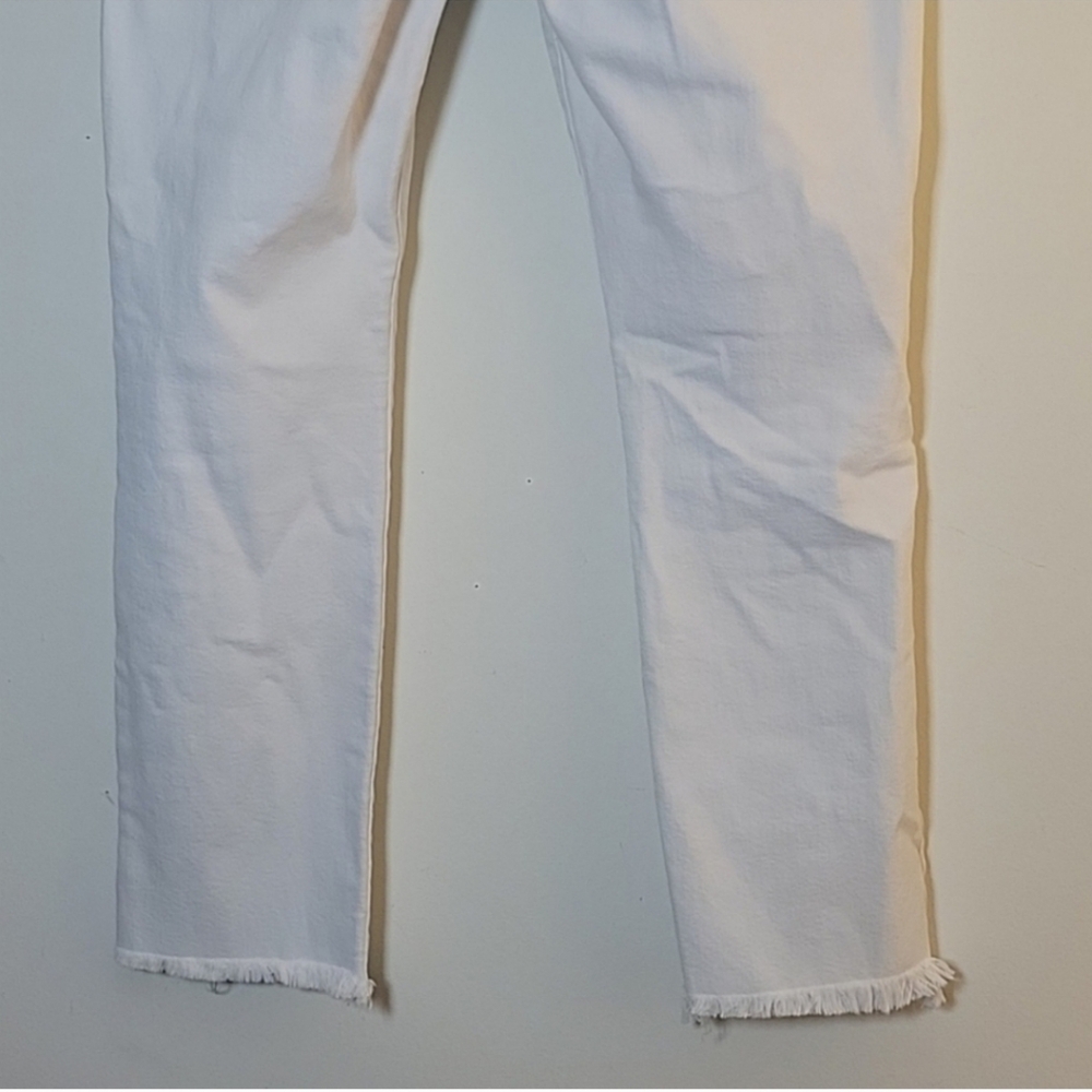 GOOD AMERICAN HIGH WAIST Ankle Cropped Frayed Hem Straight Leg Jeans Size 12/31 - Picture 6 of 14